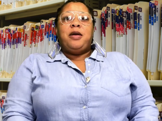 Alicia Horsley in a medical records office