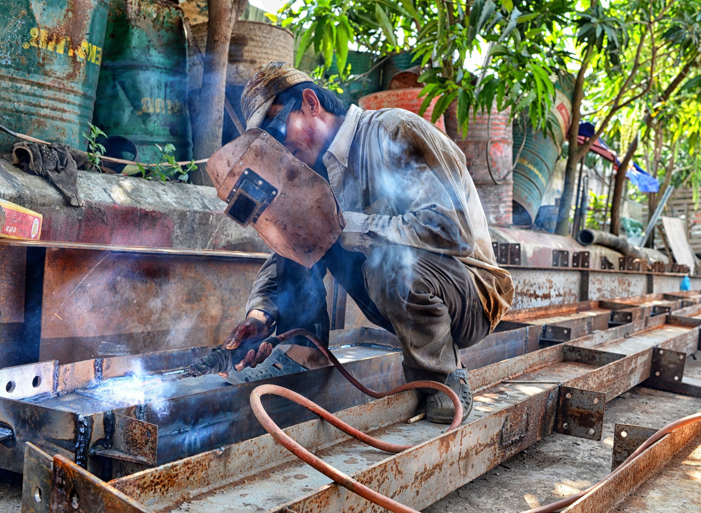 Welding in action