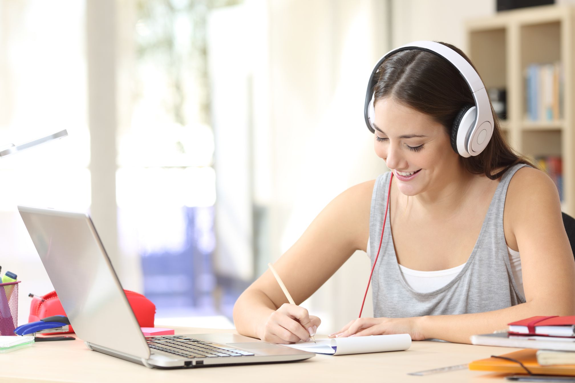 A student is studying online