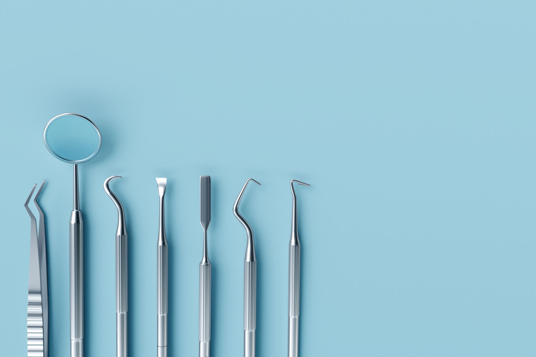Dental Tools with a blue background