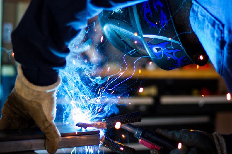 Up close shot of a welding welding
